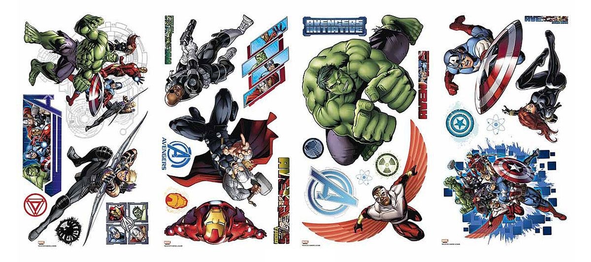 Наклейки для декора из серии Мстители: персонажи, 28 стикеров  